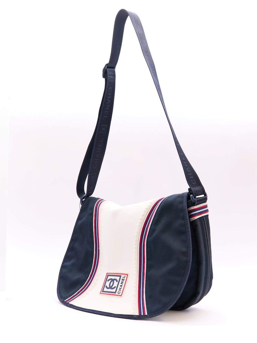 Chanel Navy White Logo Sport Crossbody