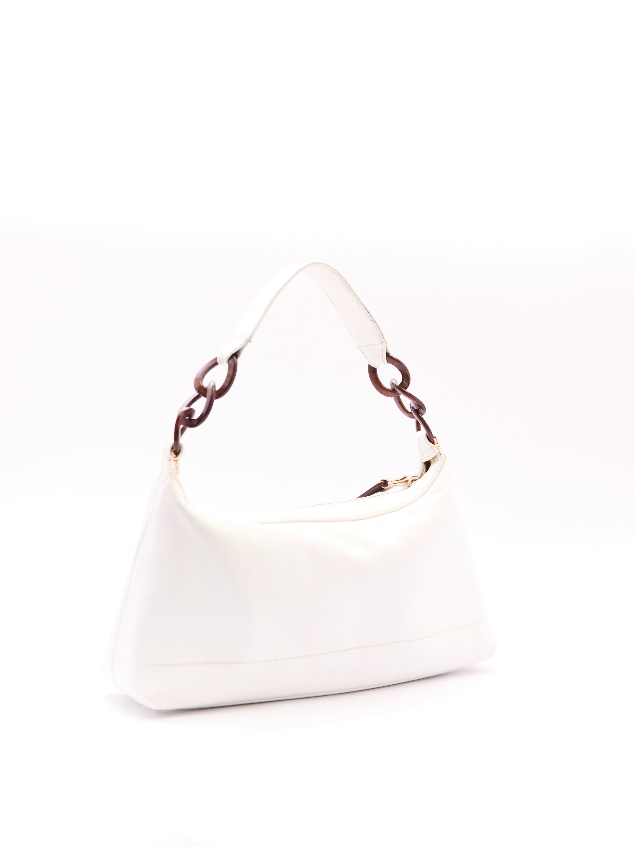 Chanel White Leather CC Shoulder Bag