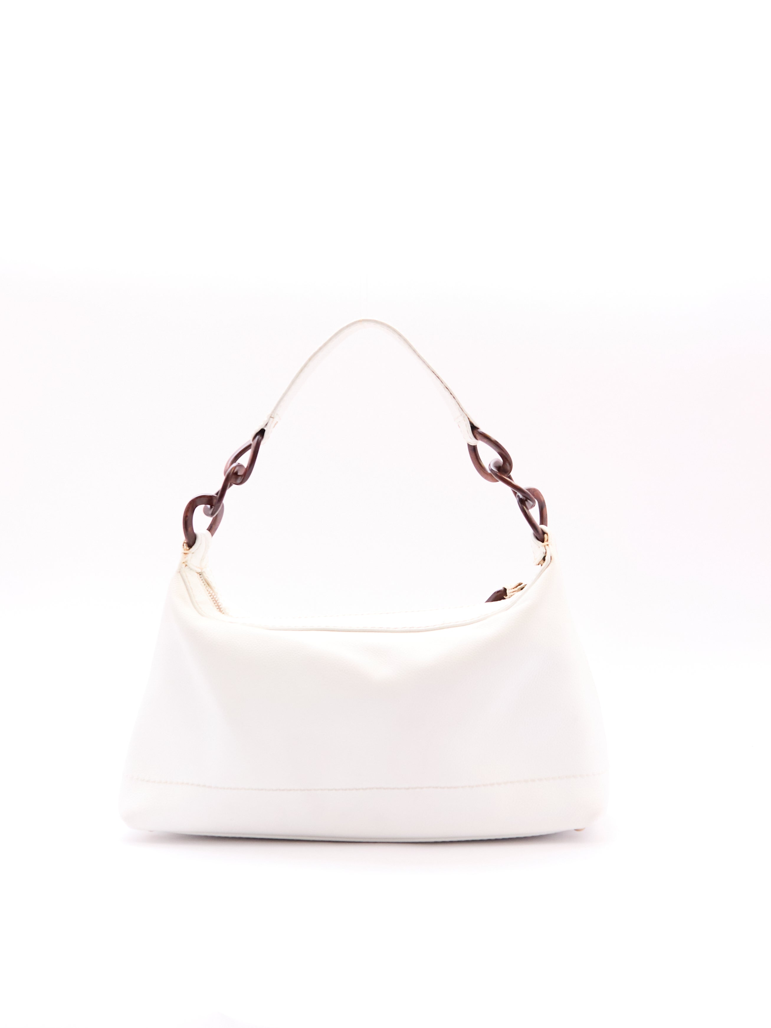 Chanel White Leather CC Shoulder Bag