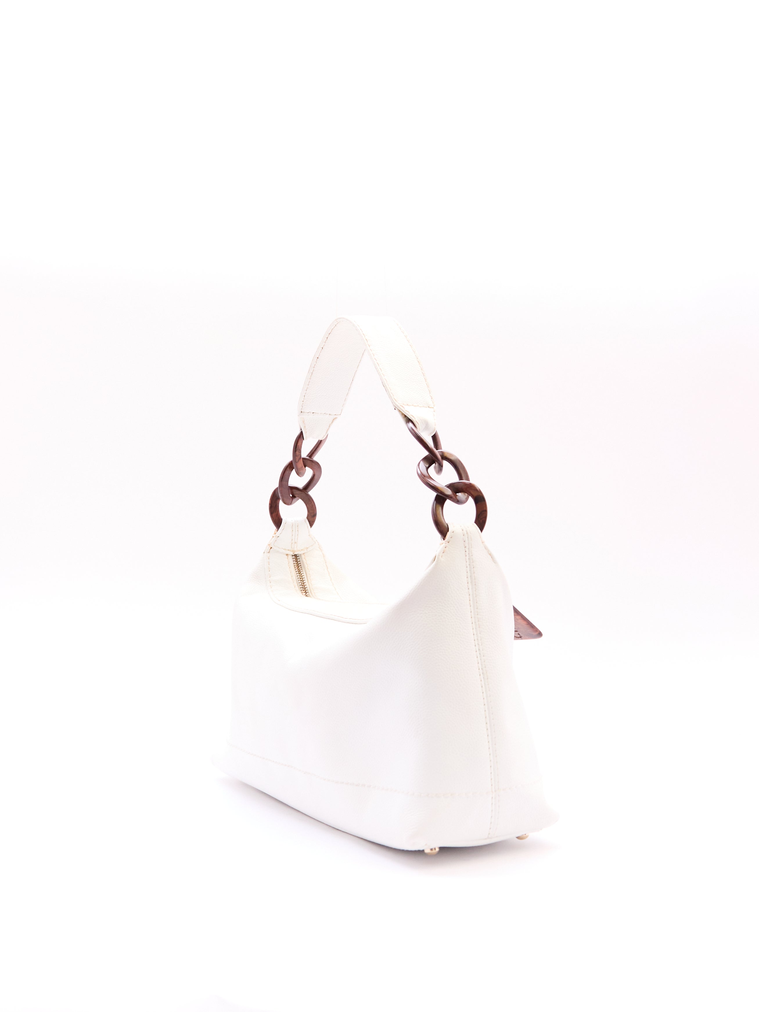 Chanel White Leather CC Shoulder Bag