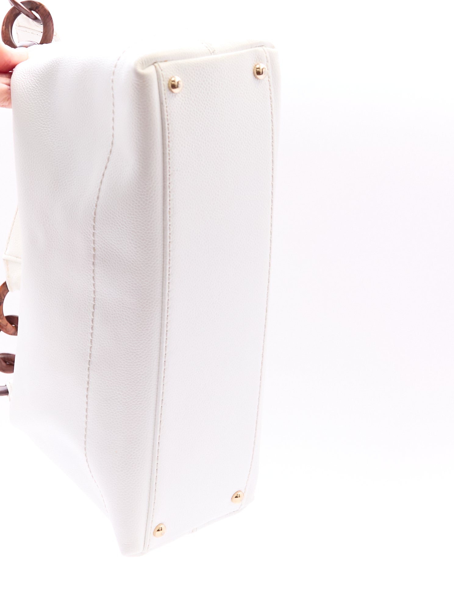 Chanel White Leather CC Shoulder Bag