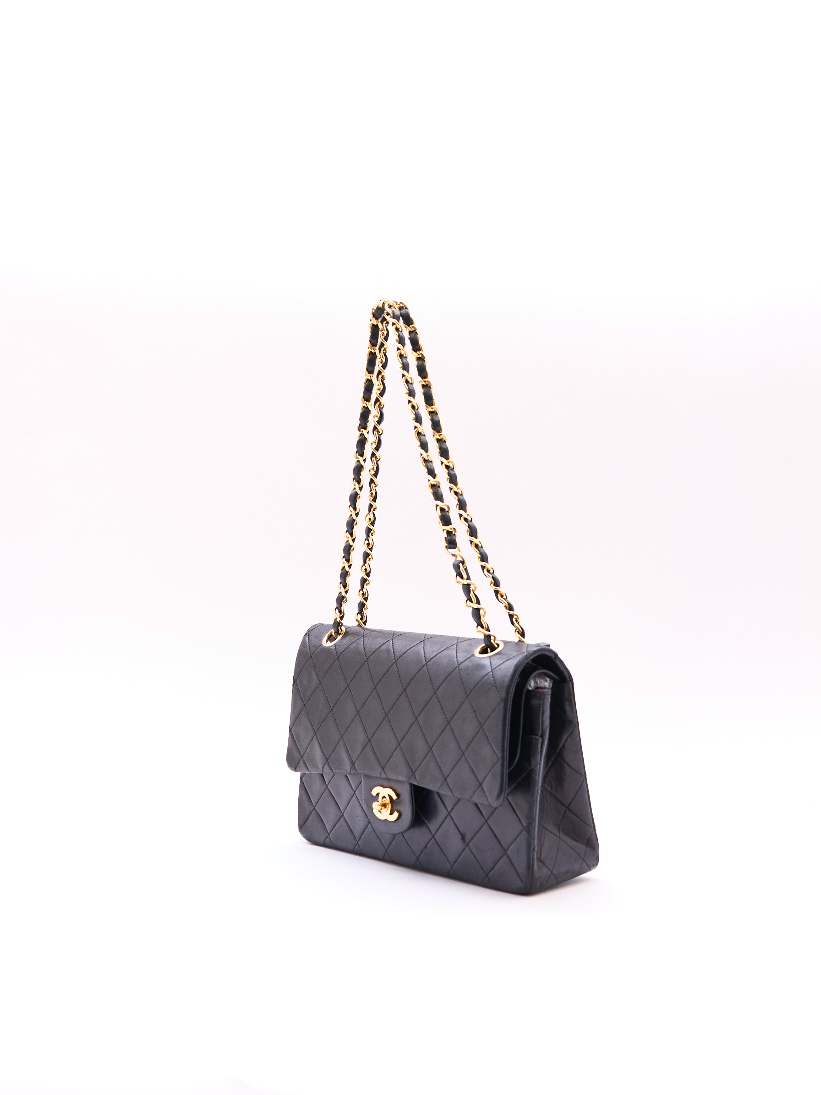 Chanel Black Classic Double Flap 25 Lambskin Shoulder Bag