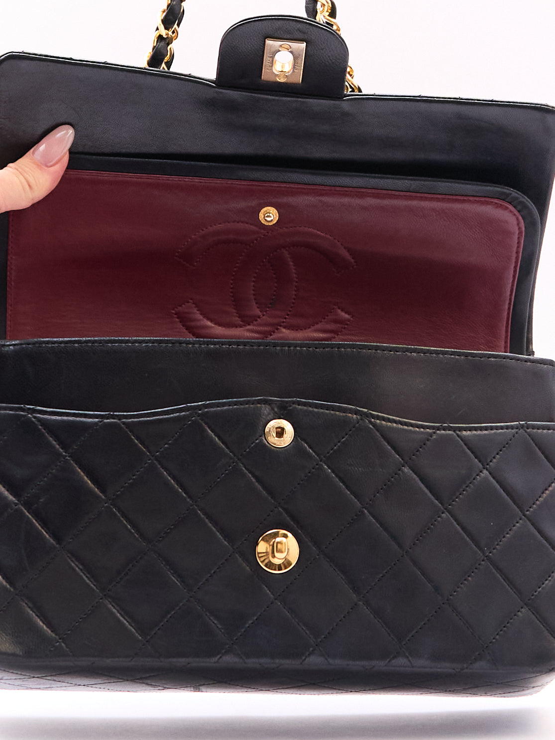 Chanel Black Classic Double Flap 25 Lambskin Shoulder Bag
