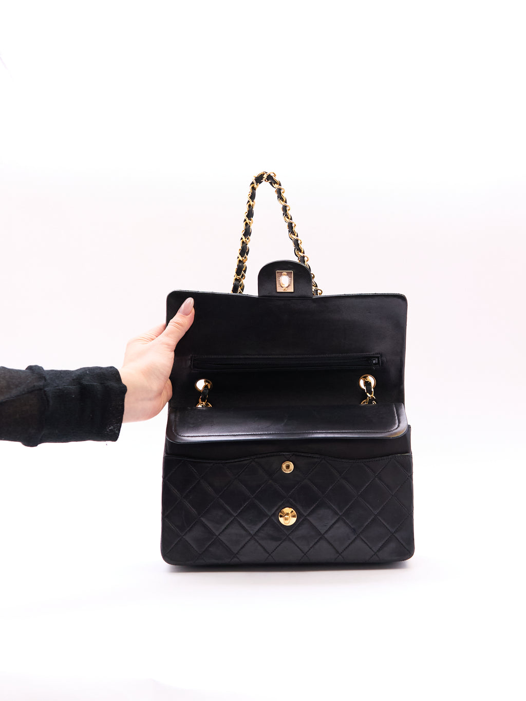 Chanel Black Classic Double Flap 25 Lambskin Shoulder Bag