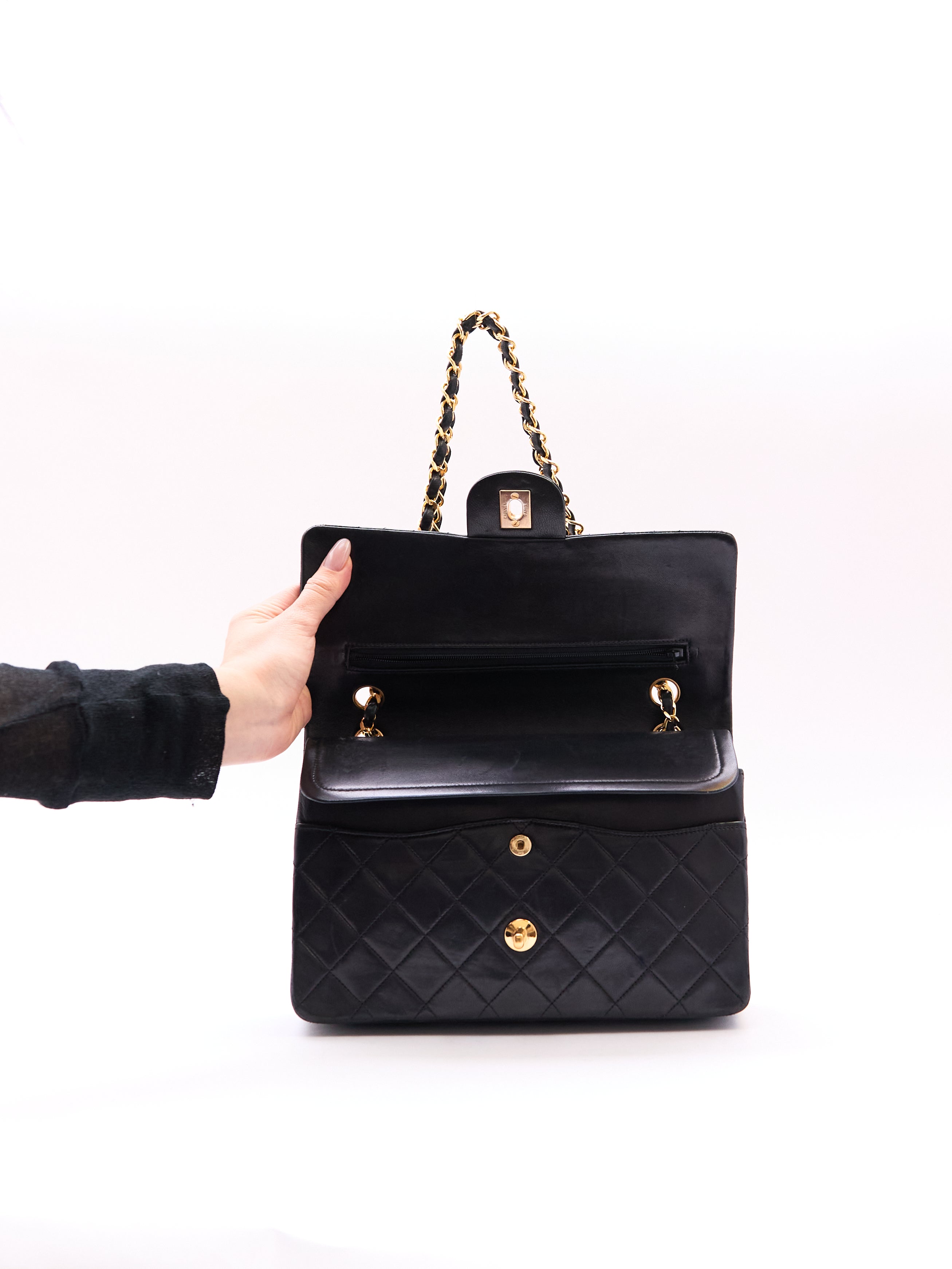 Chanel Black Classic Double Flap 25 Lambskin Shoulder Bag