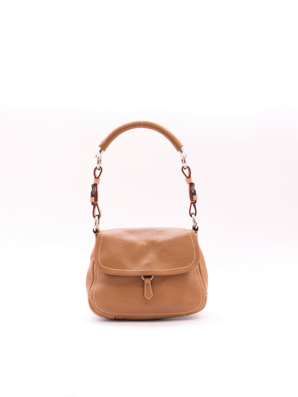 Prada Vitello Ring Brown Leather Shoulder Bag