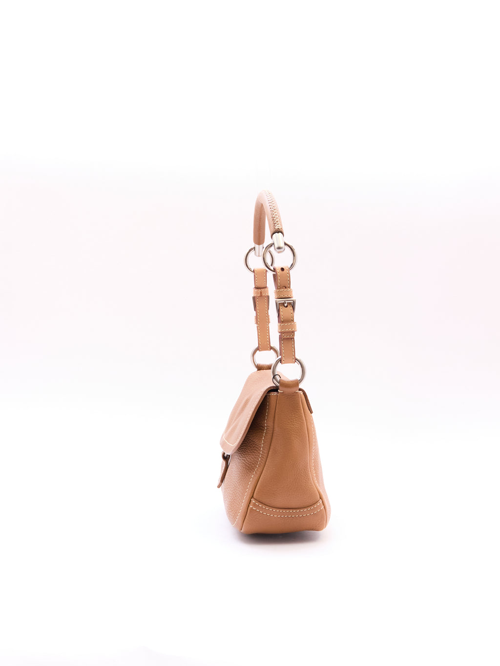 Prada Vitello Ring Brown Leather Shoulder Bag