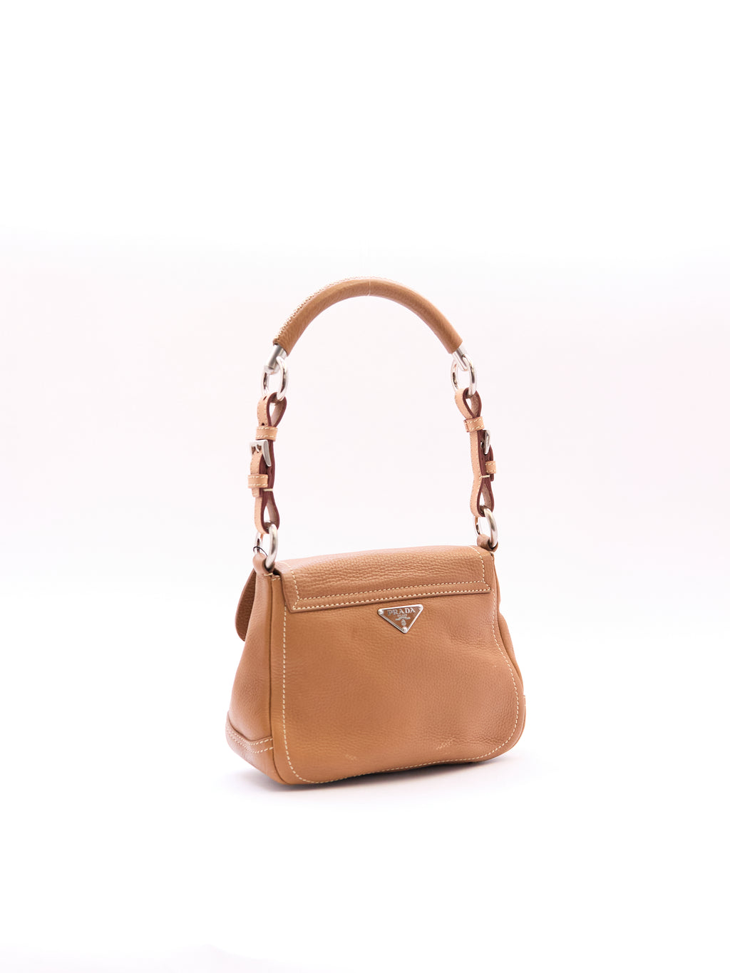 Prada Vitello Ring Brown Leather Shoulder Bag