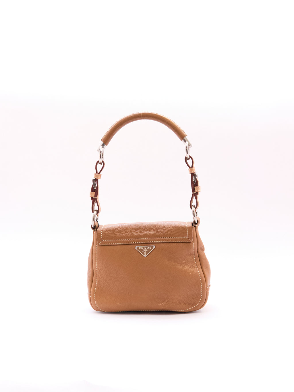 Prada Vitello Ring Brown Leather Shoulder Bag