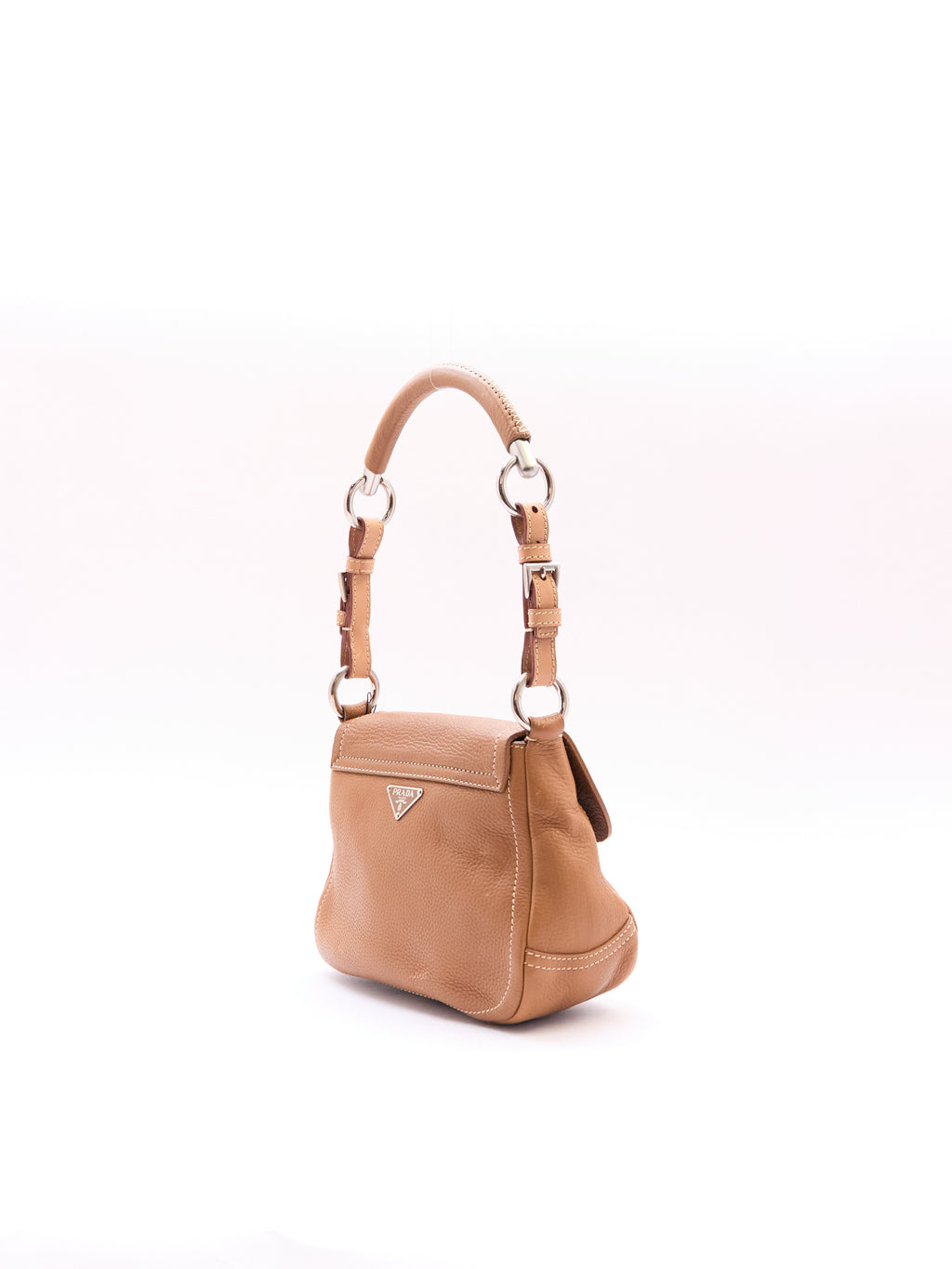 Prada Vitello Ring Brown Leather Shoulder Bag