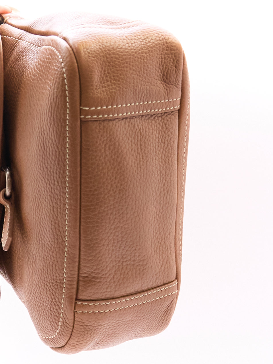 Prada Vitello Ring Brown Leather Shoulder Bag