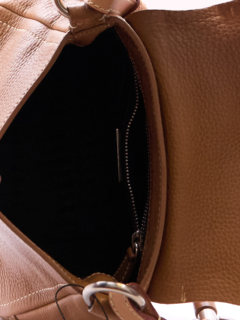 Prada Vitello Ring Brown Leather Shoulder Bag