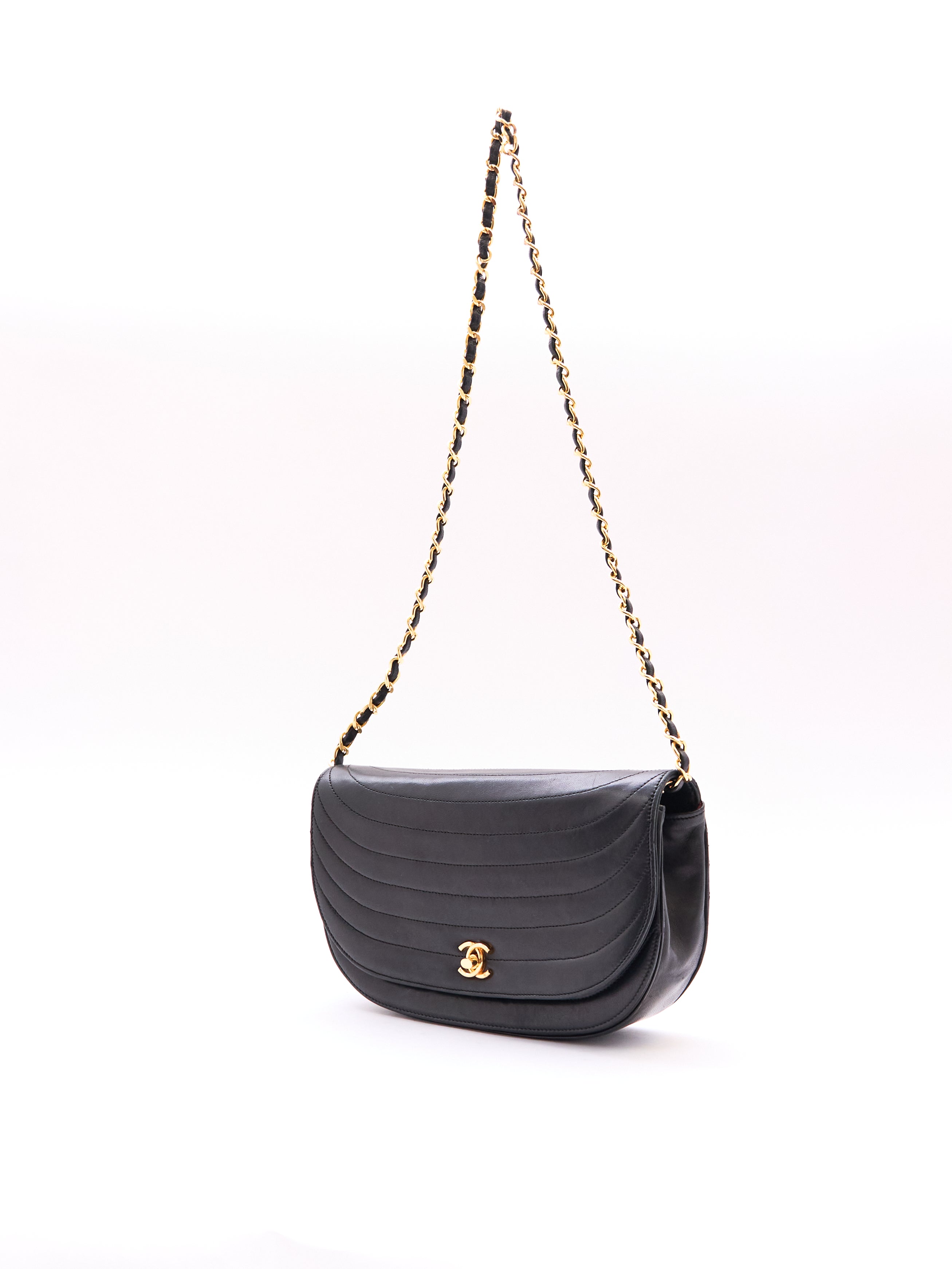 Chanel Half Moon Lambskin Shoulder Bag