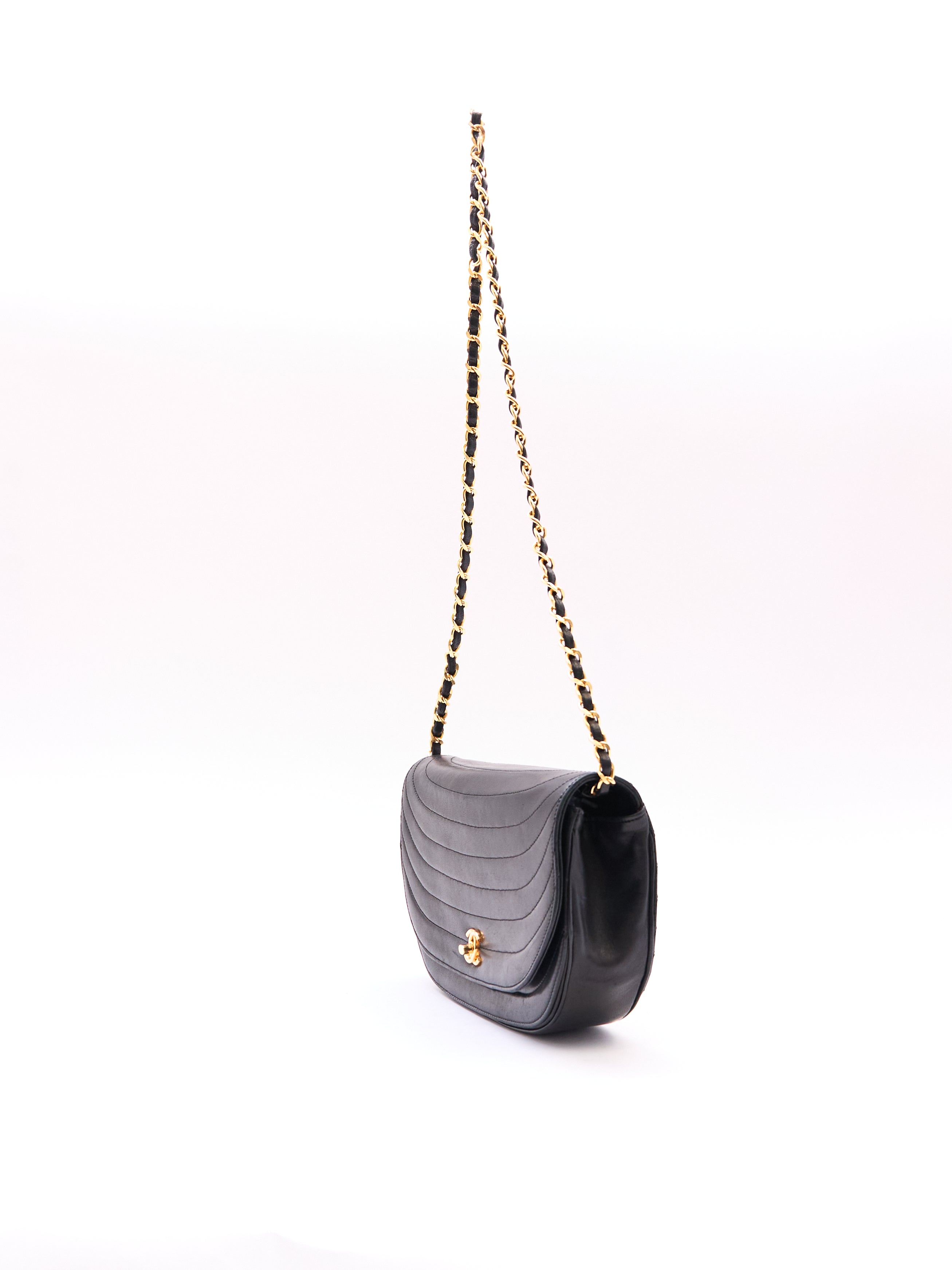 Chanel Half Moon Lambskin Shoulder Bag