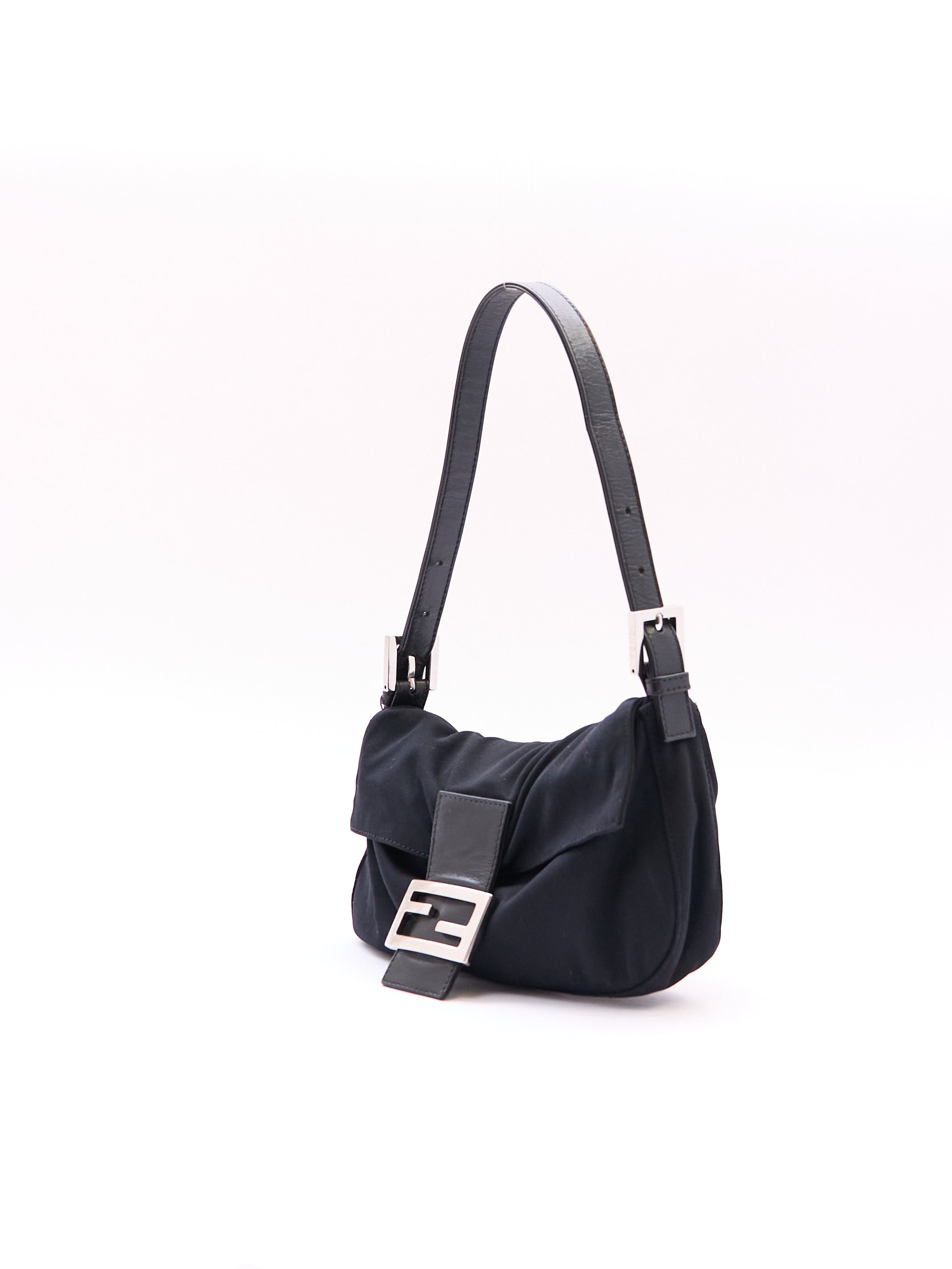 Fendi Black Nylon Baguette Bag