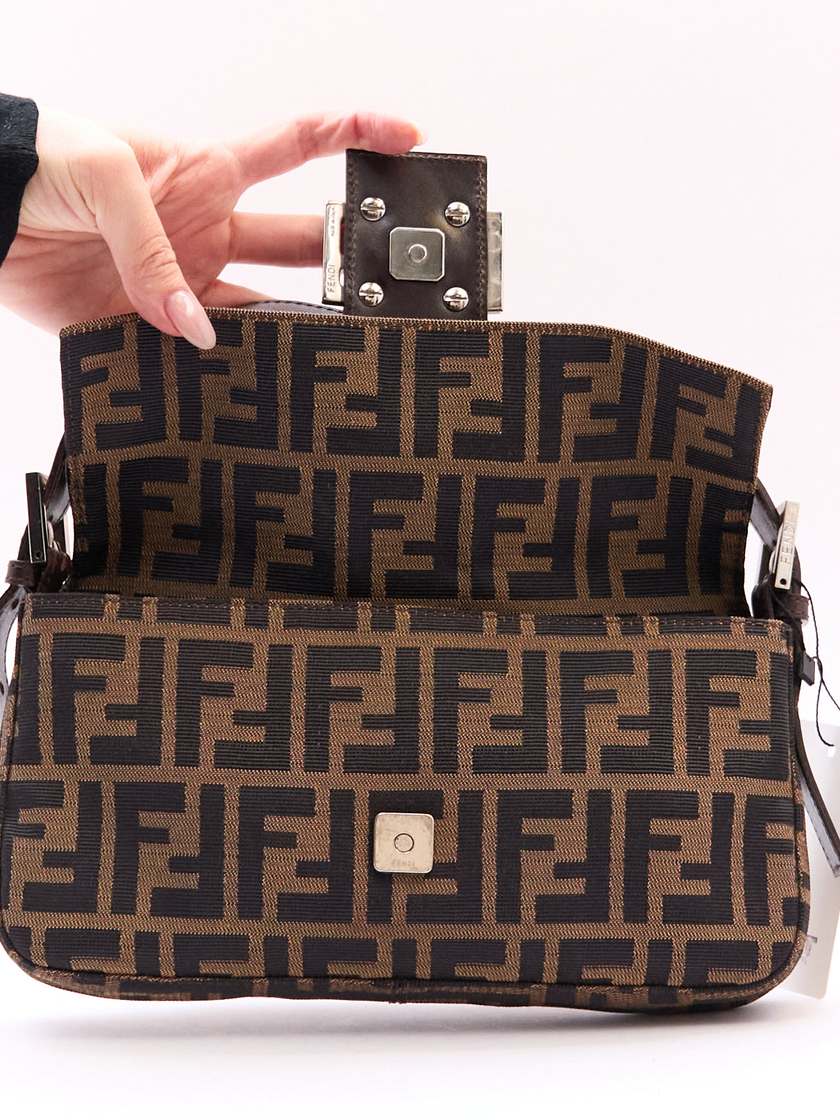 Fendi Brown  Zucca Monogram Baguette