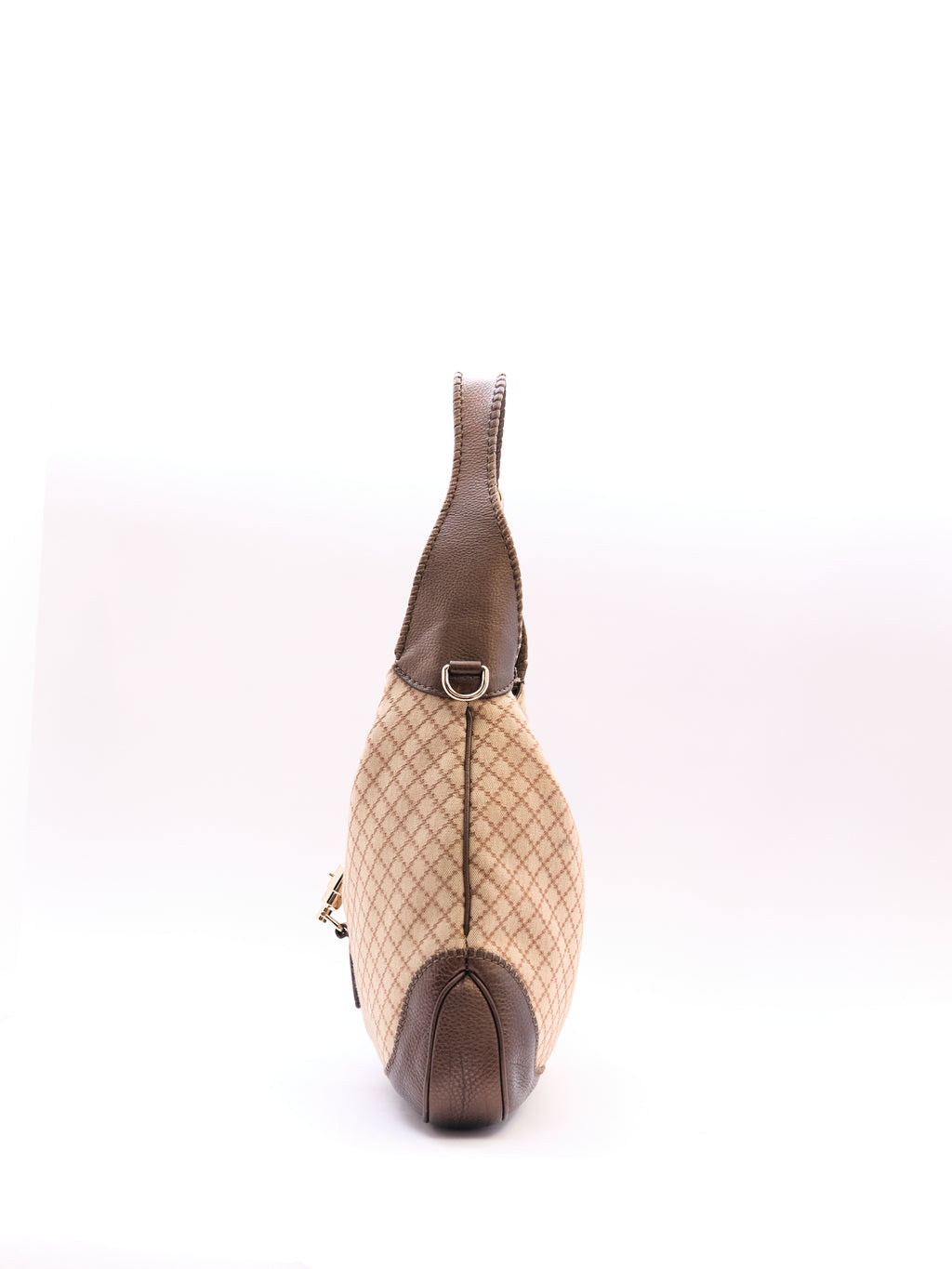 00's Gucci Jackie Beige GG Monogram Canvas Leather Shoulder Bag