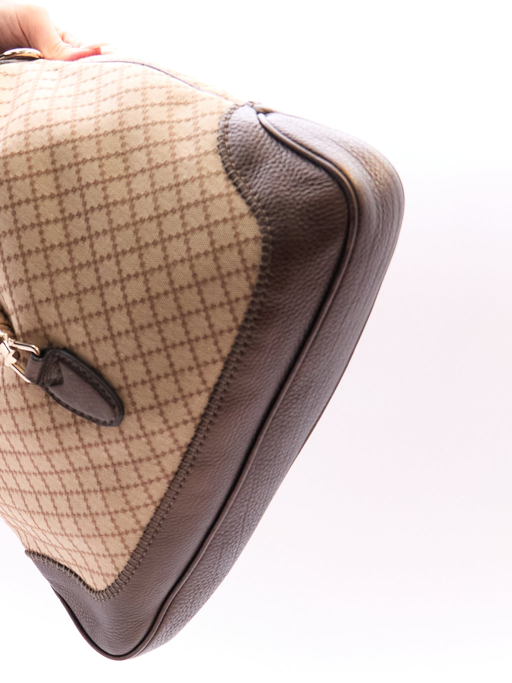 00's Gucci Jackie Beige GG Monogram Canvas Leather Shoulder Bag