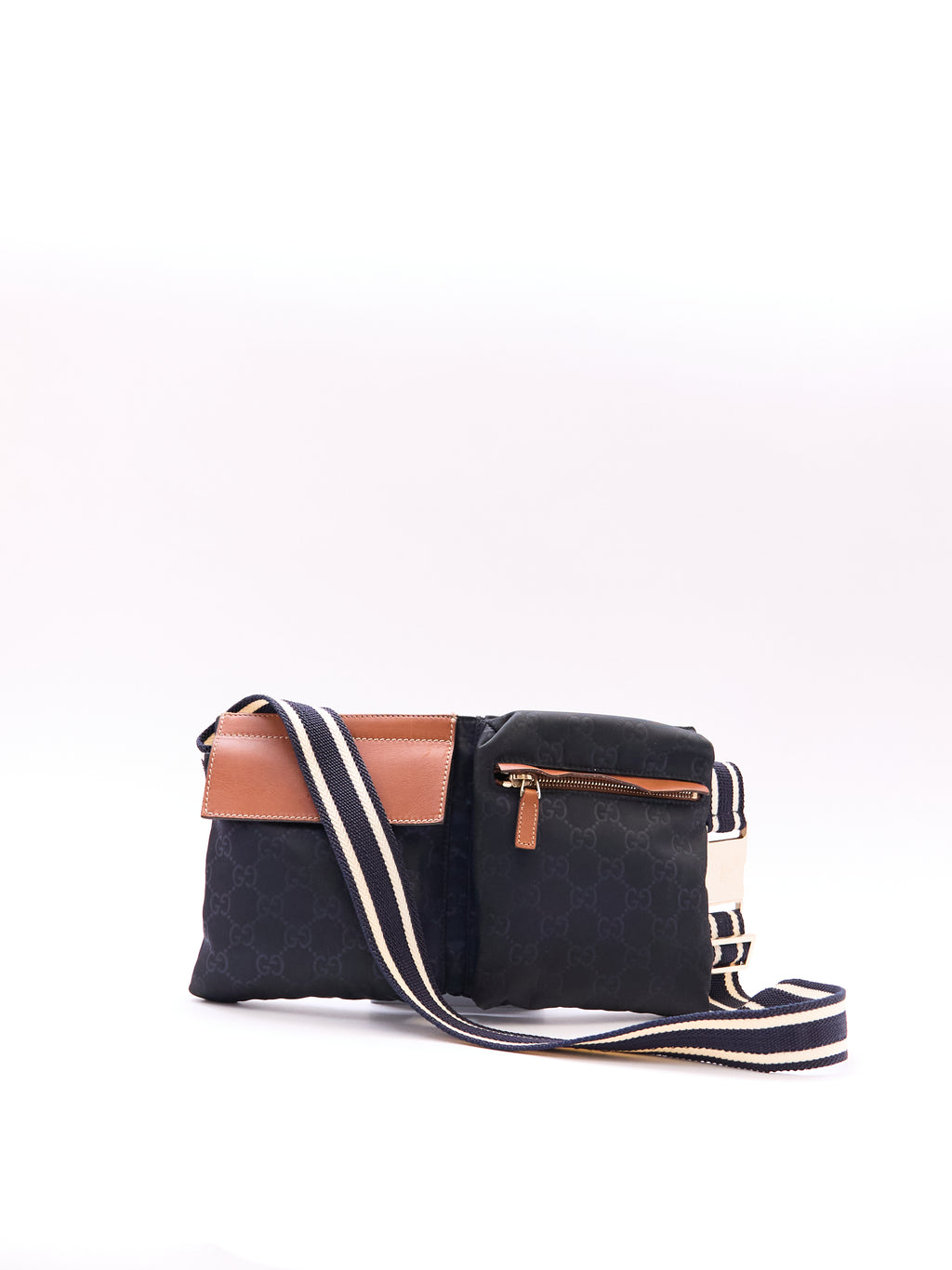 Gucci Navy Brown Monogram Waist Bag