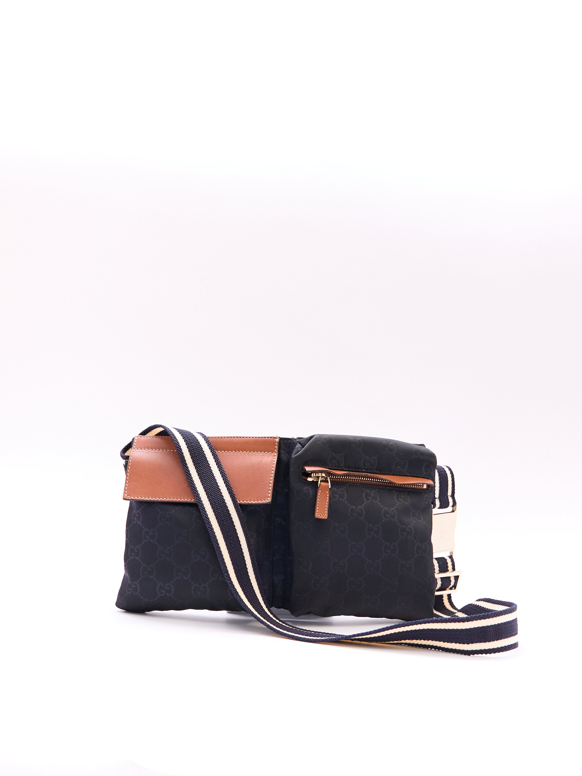 Gucci Navy Brown Monogram Waist Bag