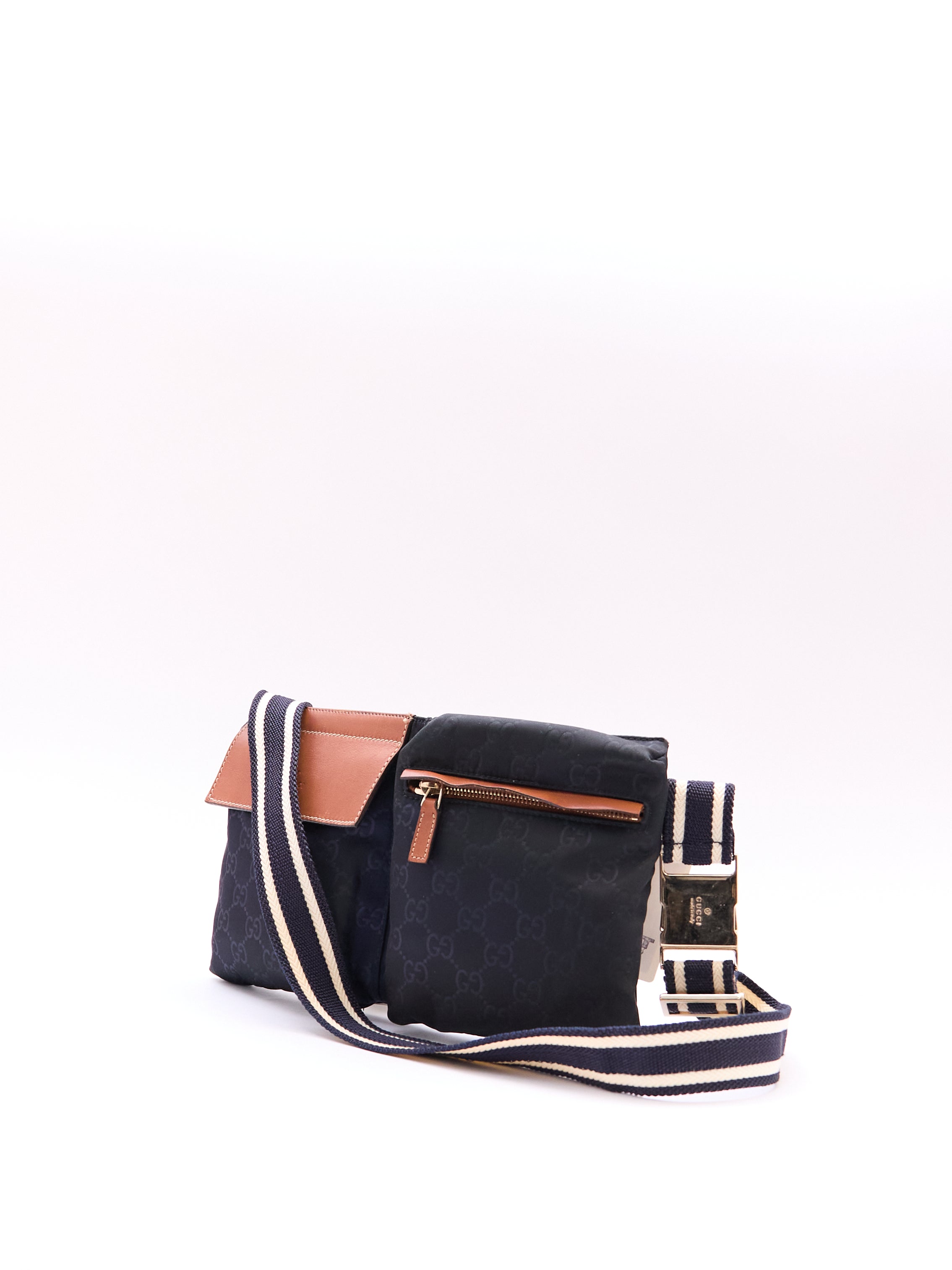 Gucci Navy Brown Monogram Waist Bag