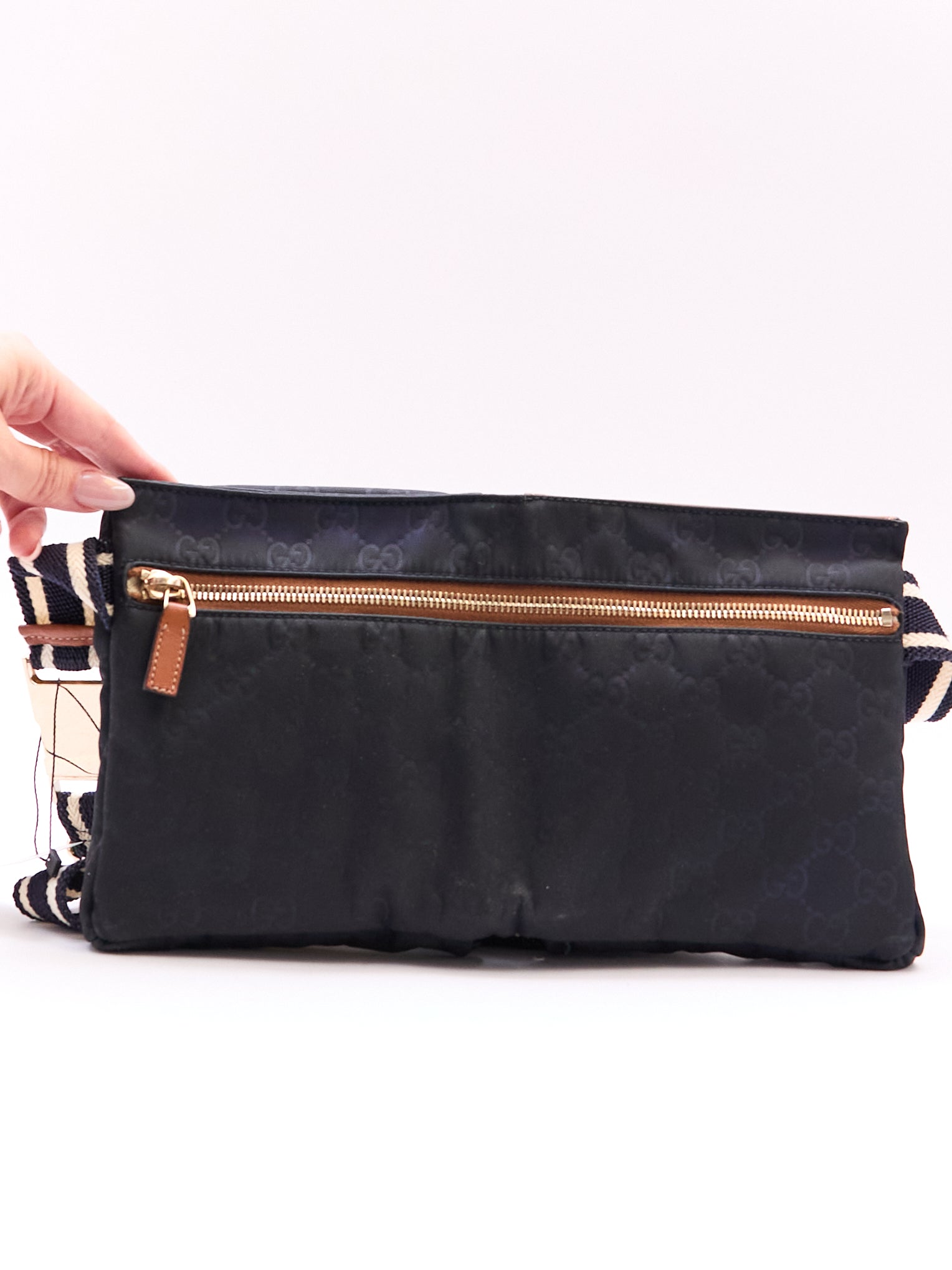 Gucci Navy Brown Monogram Waist Bag