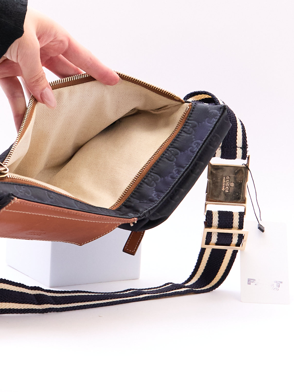 Gucci Navy Brown Monogram Waist Bag