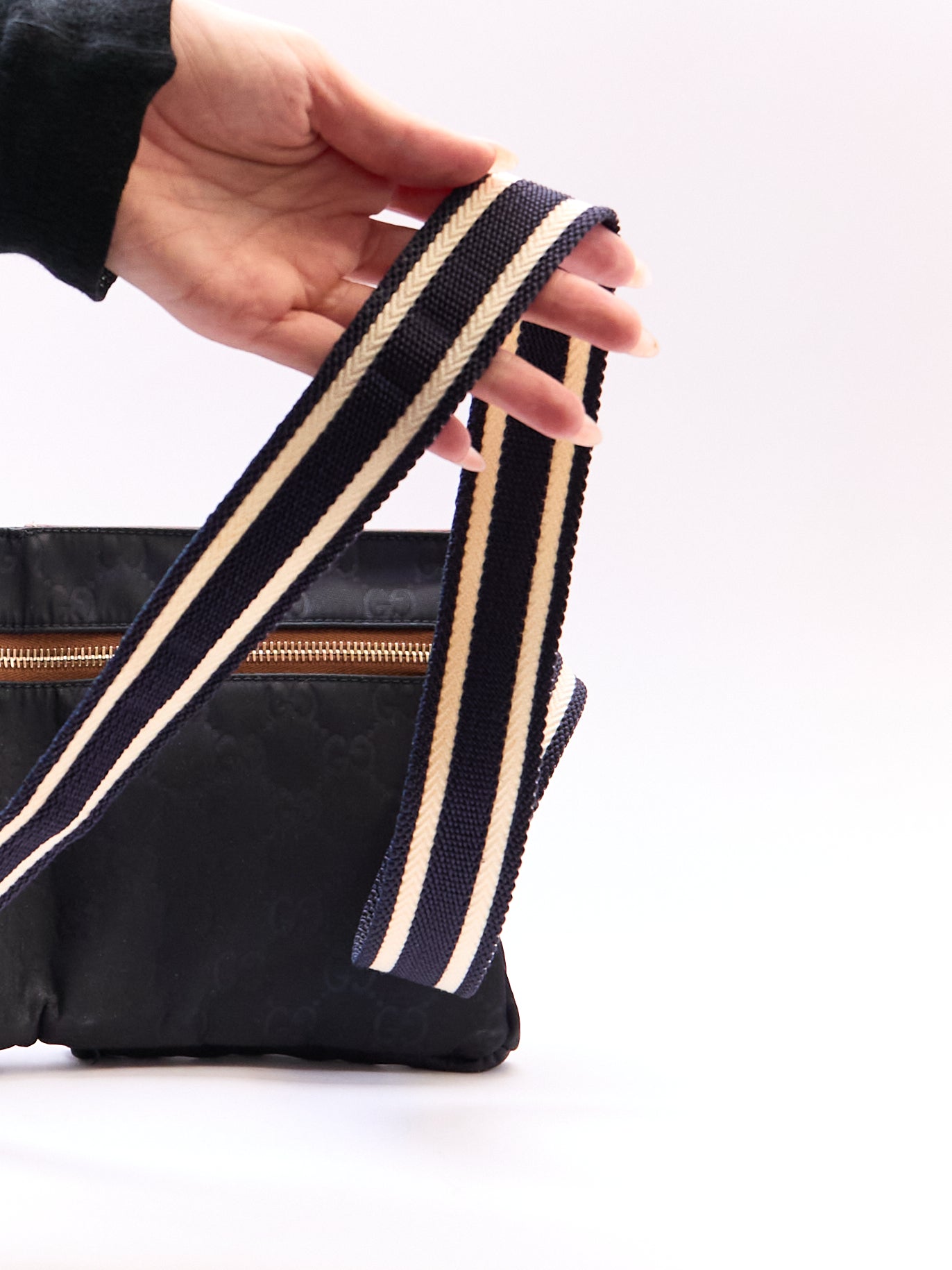 Gucci Navy Brown Monogram Waist Bag