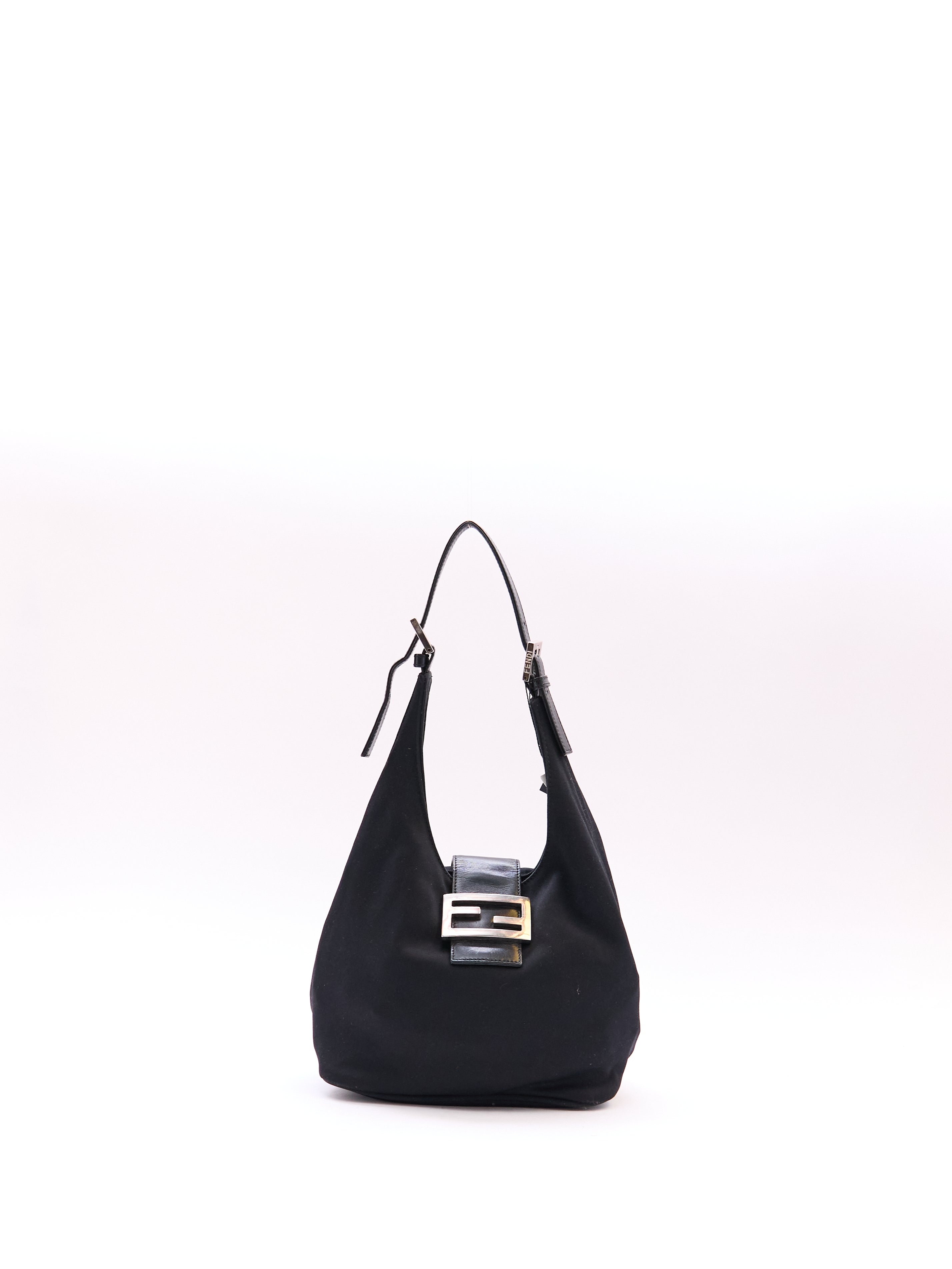 Fendi Black Nylon Mamma Baguette Bag