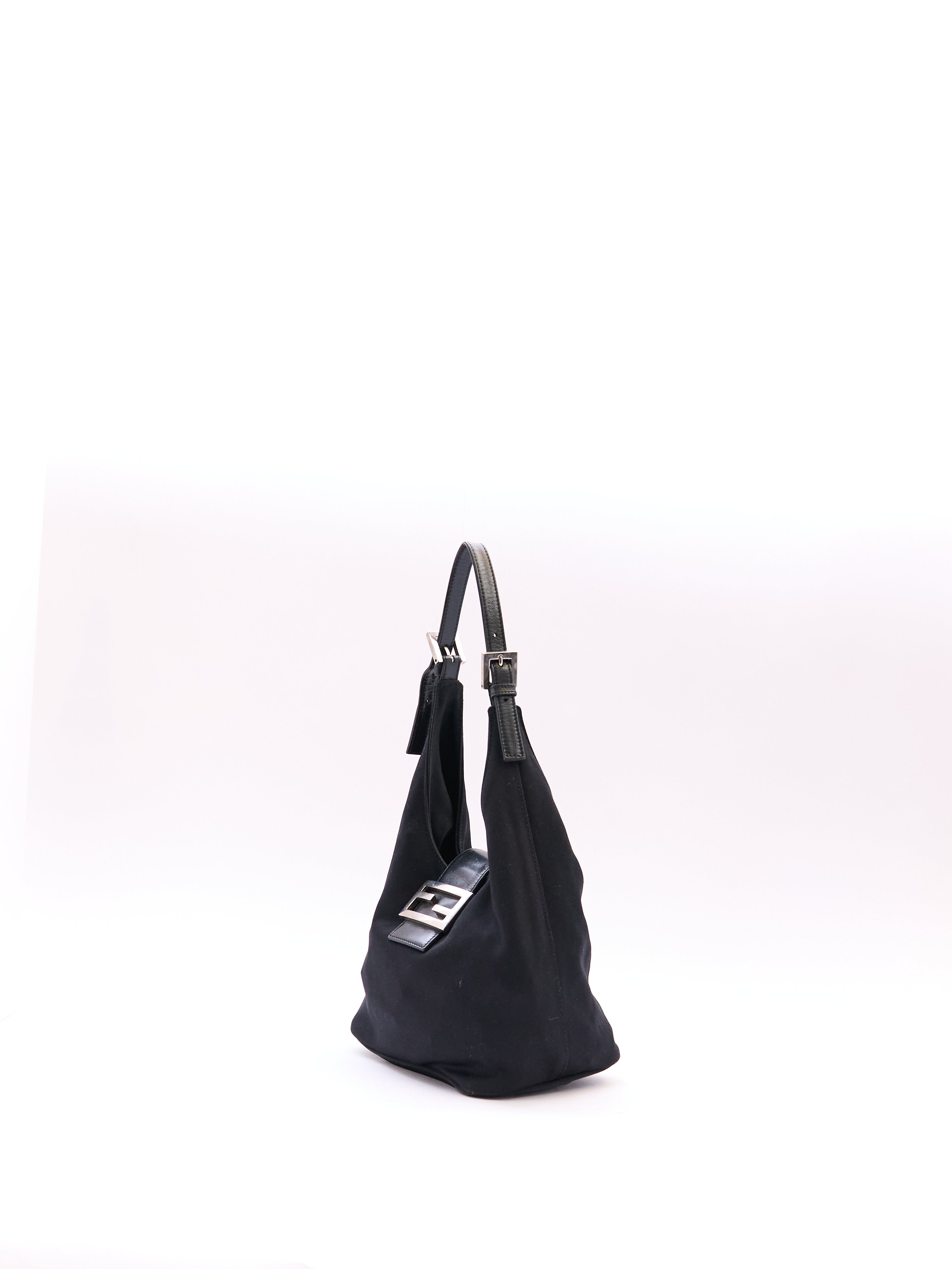 Fendi Black Nylon Mamma Baguette Bag