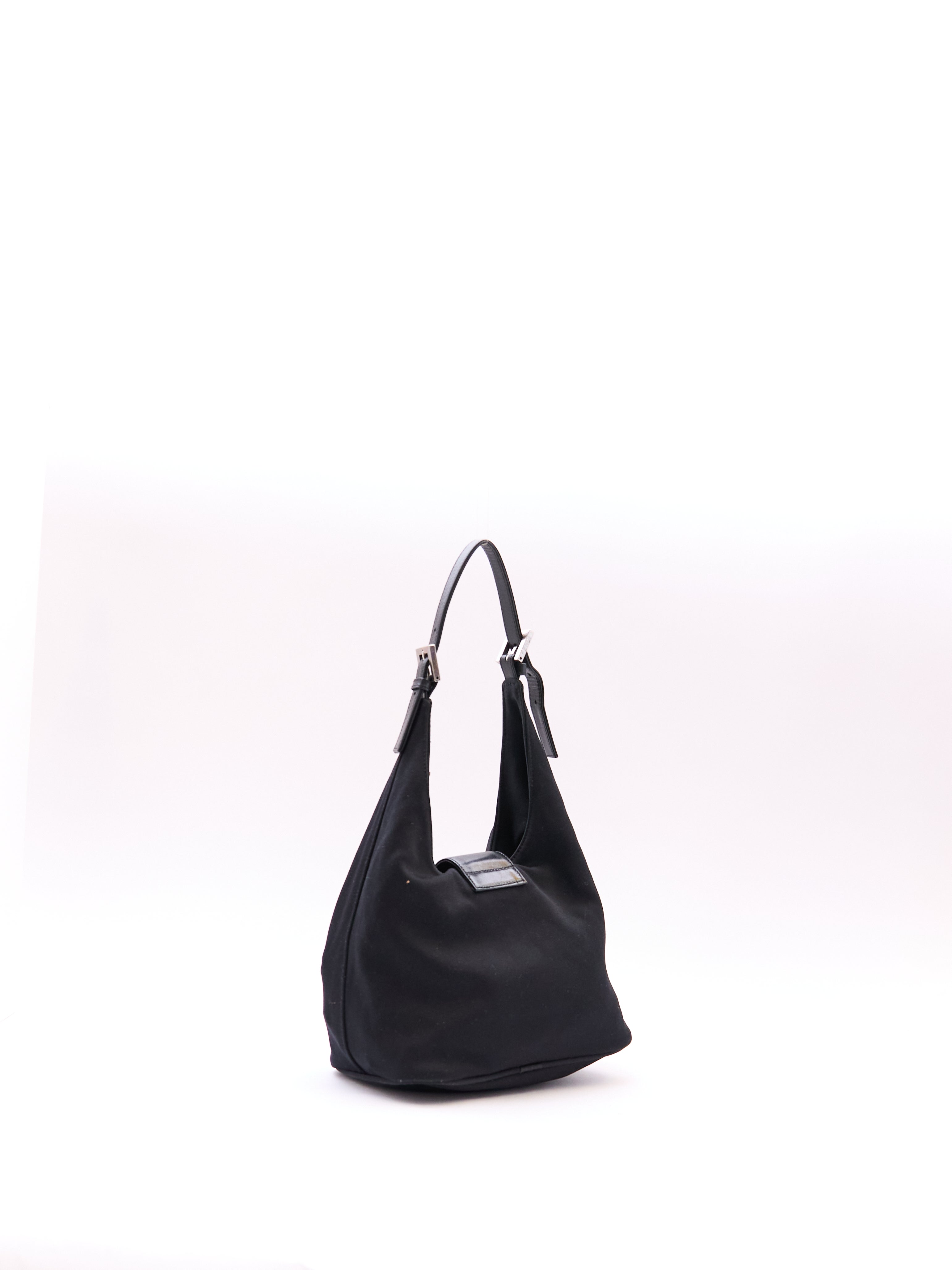 Fendi Black Nylon Mamma Baguette Bag