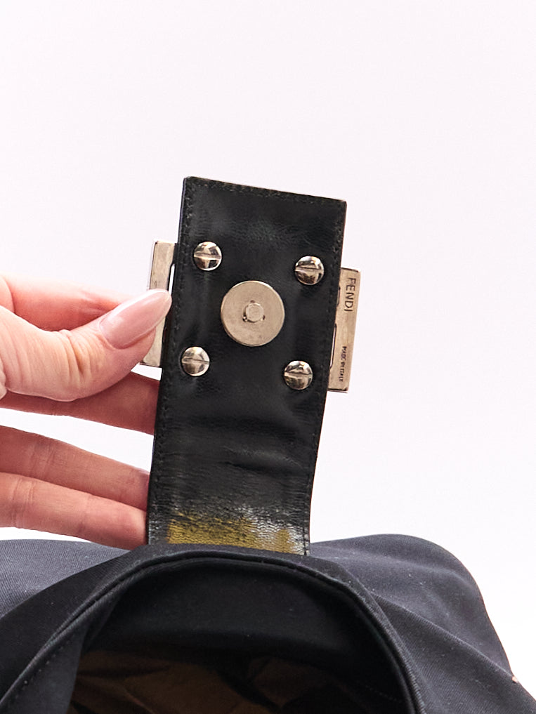 Fendi Black Nylon Mamma Baguette Bag