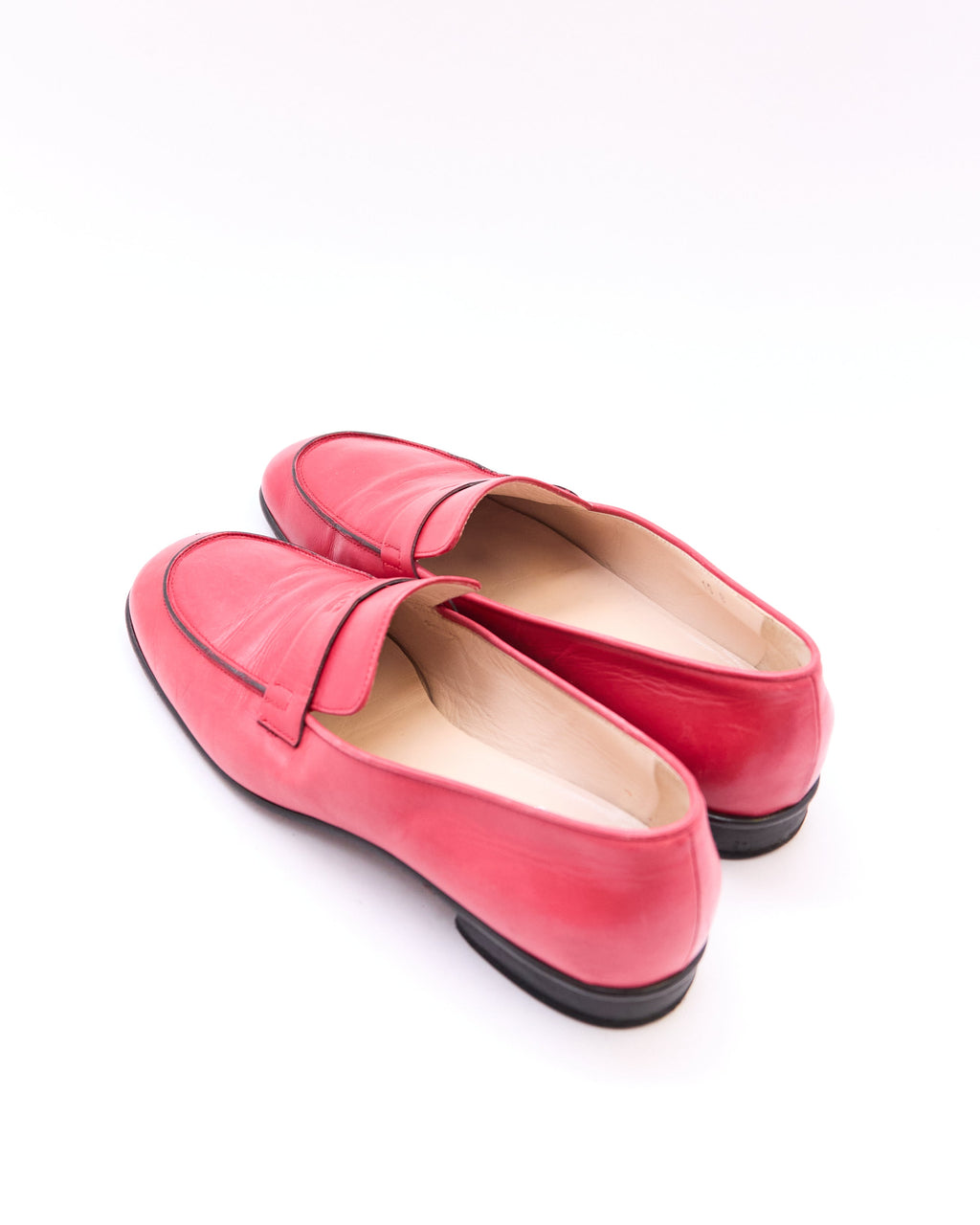 Chanel Red Leather Logo Loafers Size 40