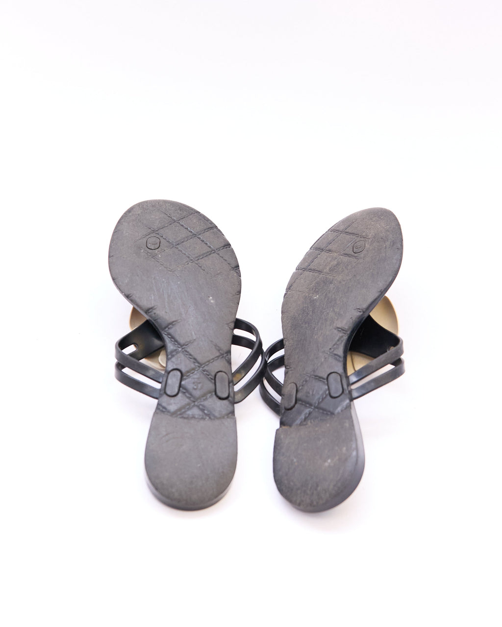 Chanel Black Jelly Camellia Sandals Size 37