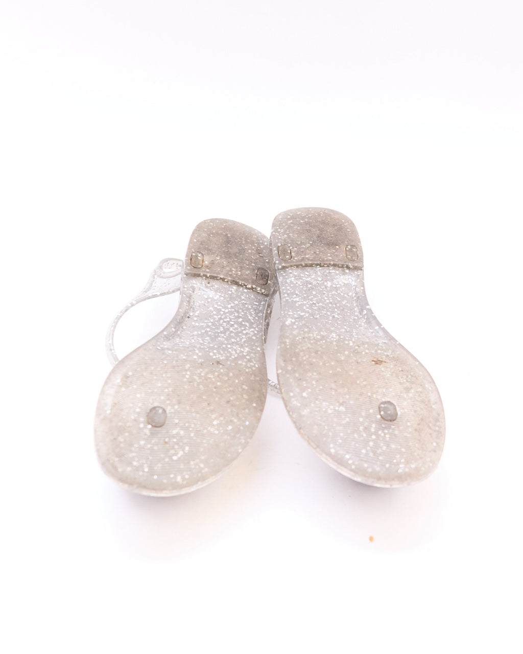 Chanel Silver Glitter Jelly Camellia Sandals Size 37