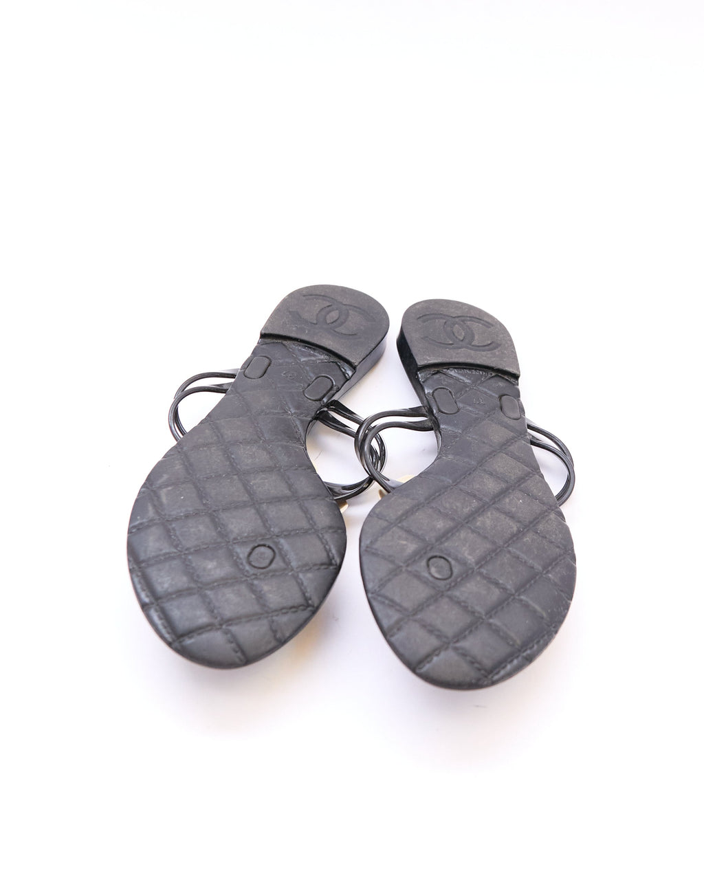 Chanel Black Jelly Camellia Sandals Size 37
