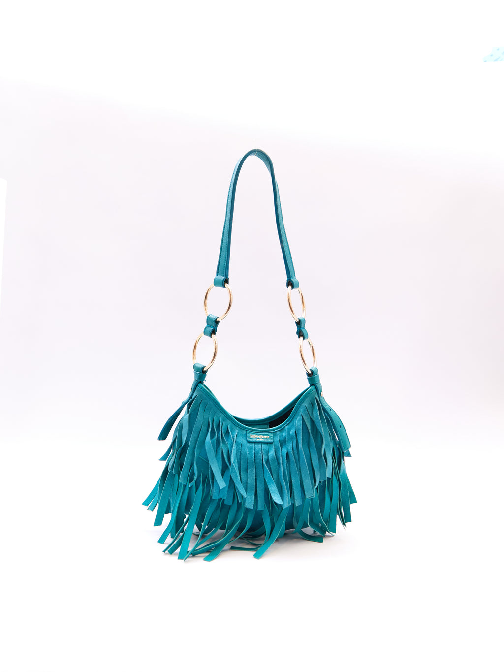 Yves Saint Laurent Rive Gauche Turqouise Suede Fringe Boheme Bag