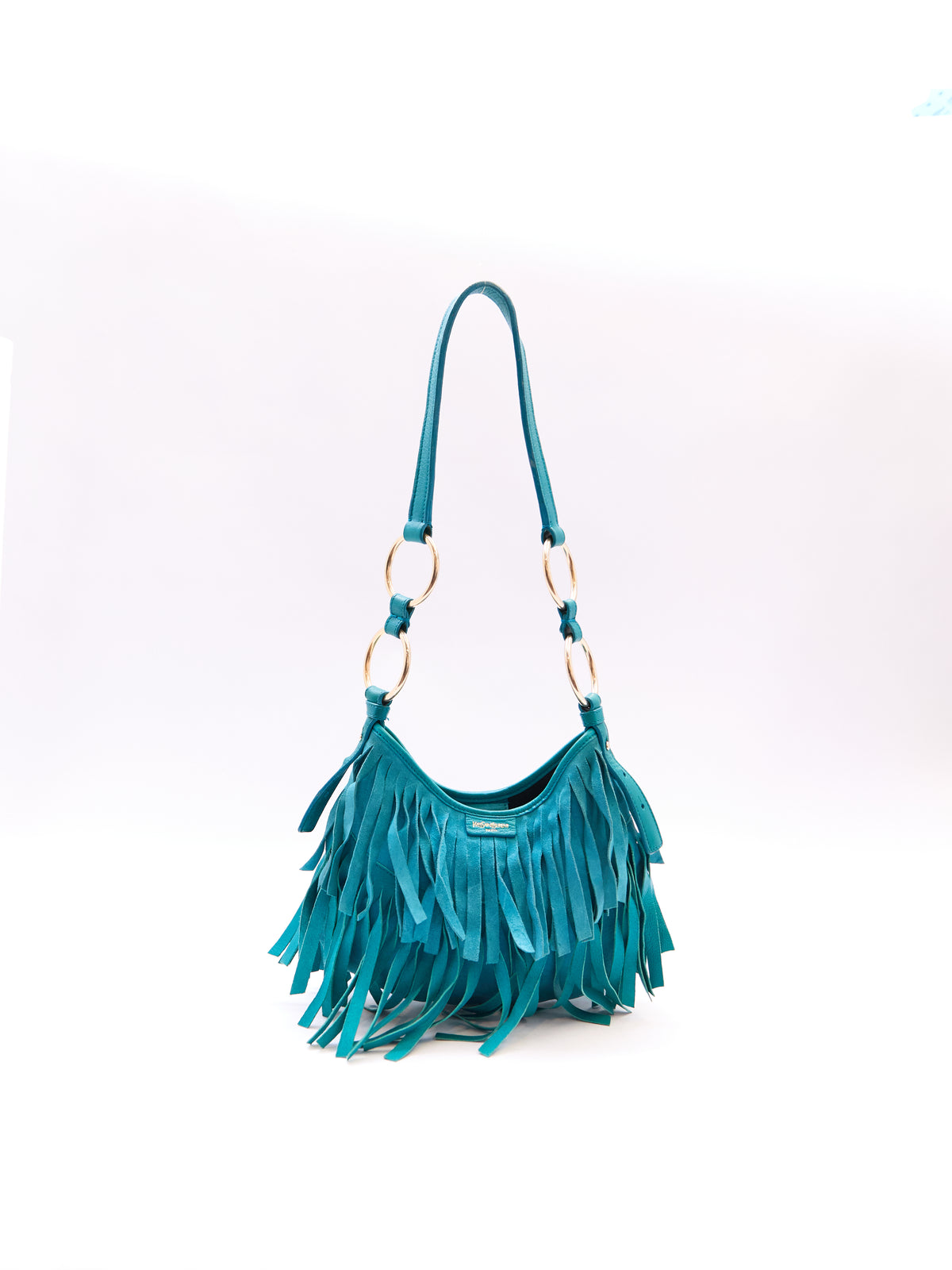 Yves Saint Laurent Rive Gauche Turqouise Suede Fringe Boheme Bag
