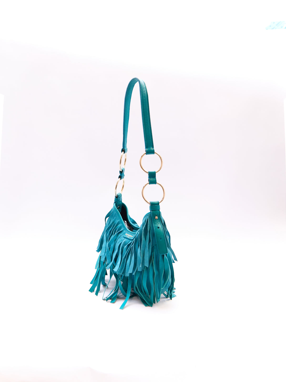Yves Saint Laurent Rive Gauche Turqouise Suede Fringe Boheme Bag