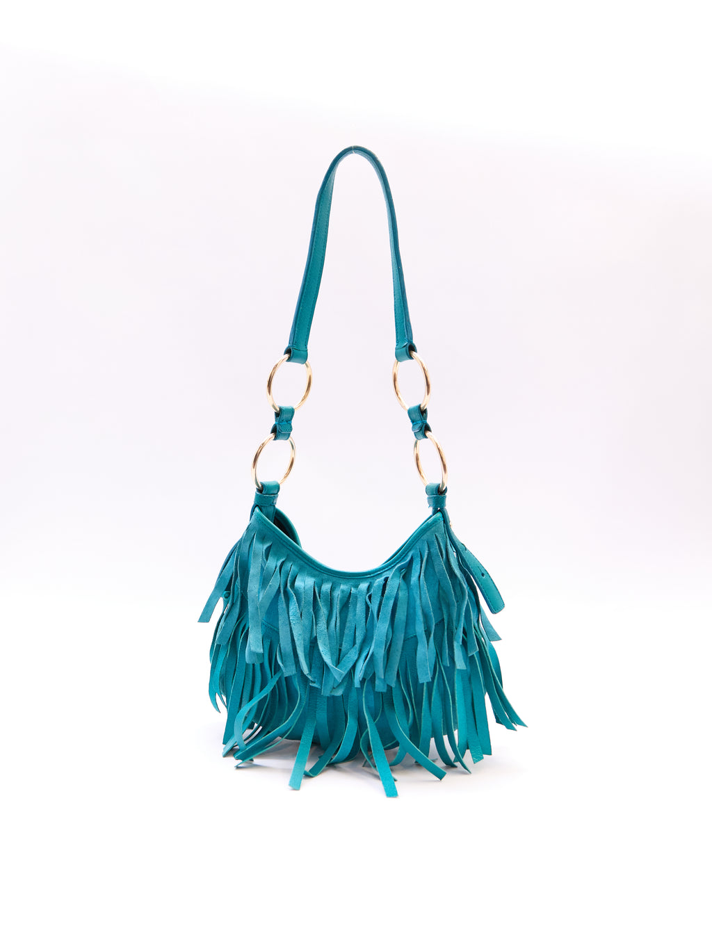Yves Saint Laurent Rive Gauche Turqouise Suede Fringe Boheme Bag