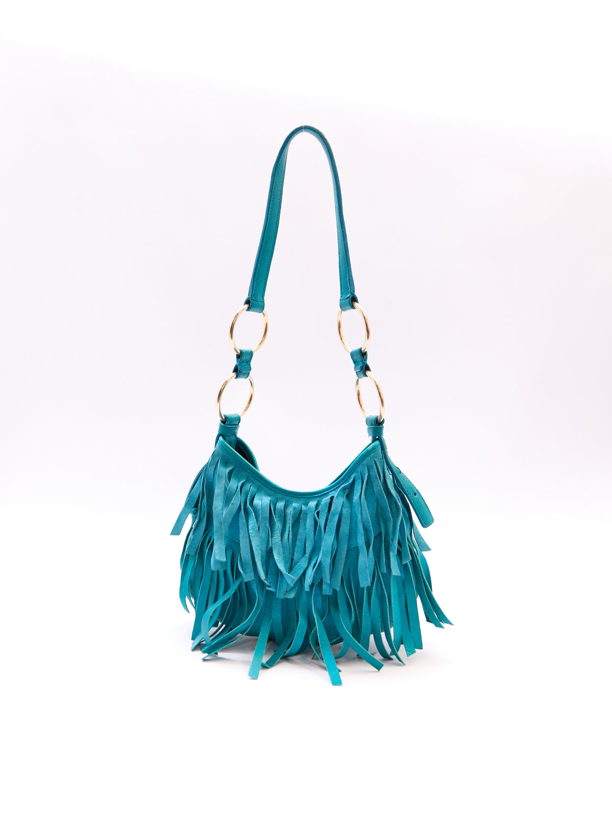 Yves Saint Laurent Rive Gauche Turqouise Suede Fringe Boheme Bag