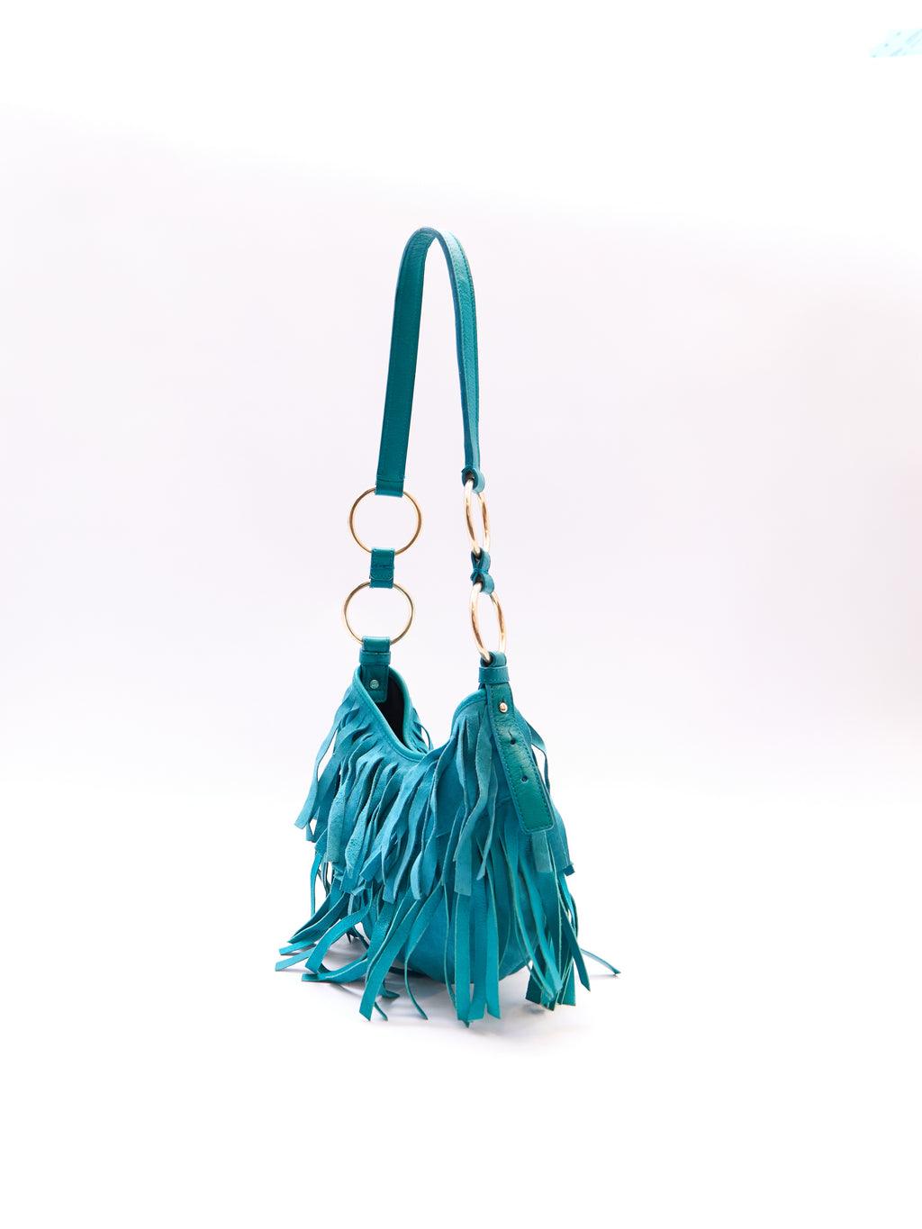 Yves Saint Laurent Rive Gauche Turqouise Suede Fringe Boheme Bag