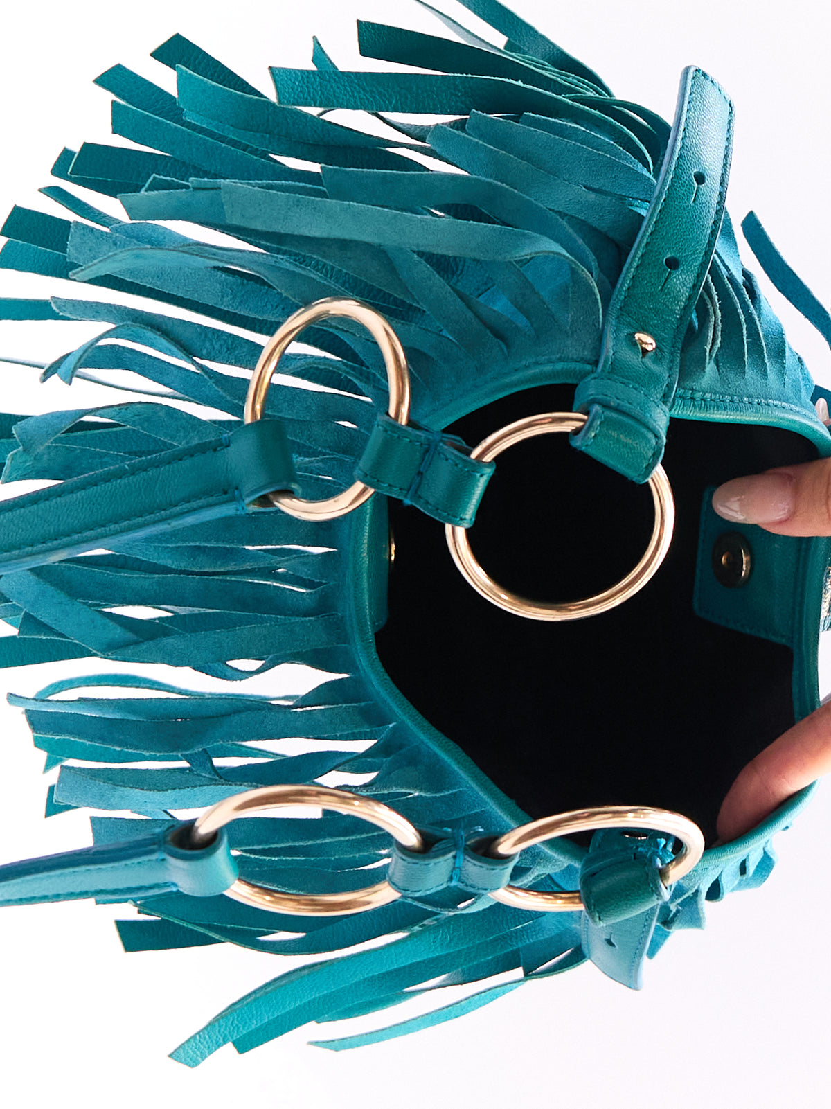 Yves Saint Laurent Rive Gauche Turqouise Suede Fringe Boheme Bag