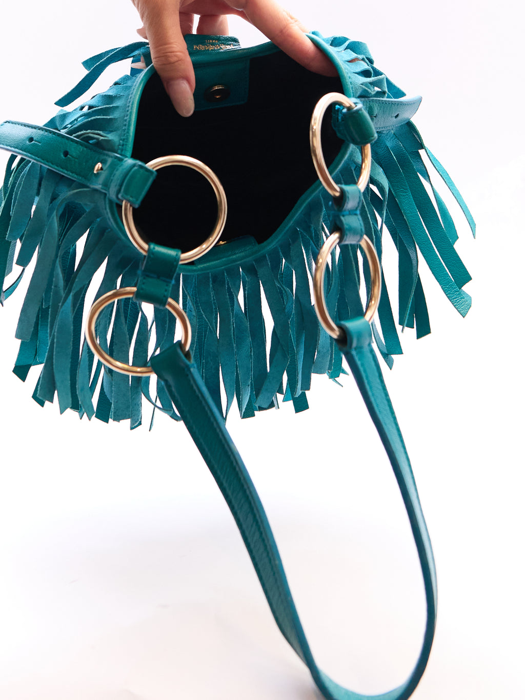Yves Saint Laurent Rive Gauche Turqouise Suede Fringe Boheme Bag