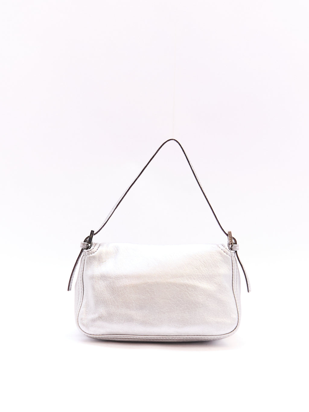 Fendi Silver Leather Mini Baguette