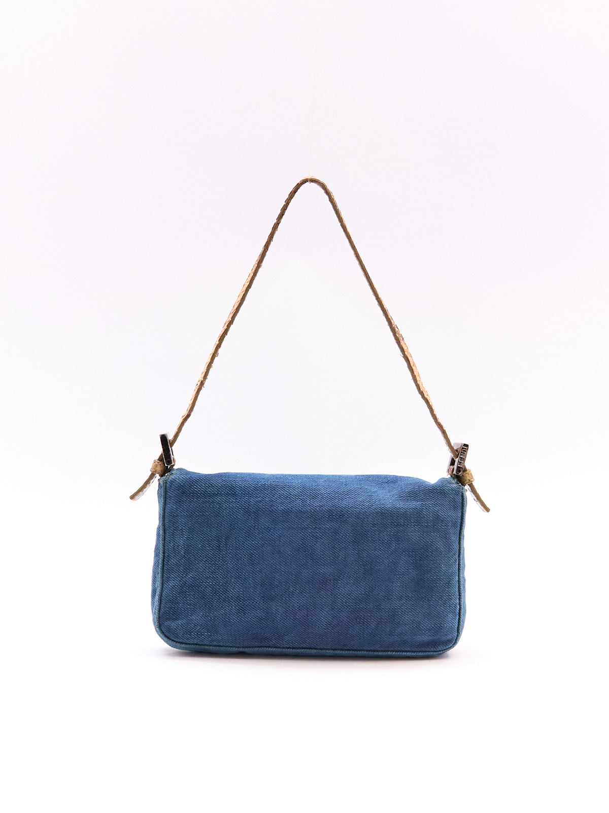 Fendi Denim and Python Mini Baguette