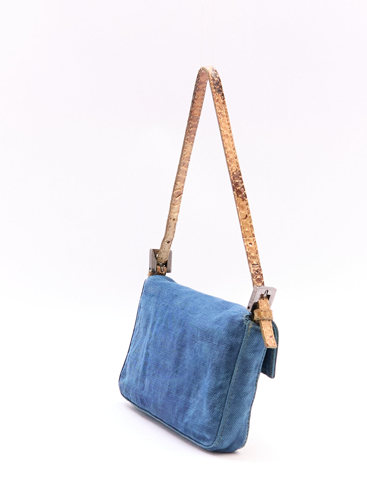 Fendi Denim and Python Mini Baguette