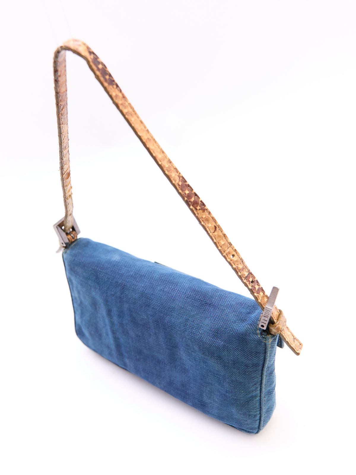 Fendi Denim and Python Mini Baguette