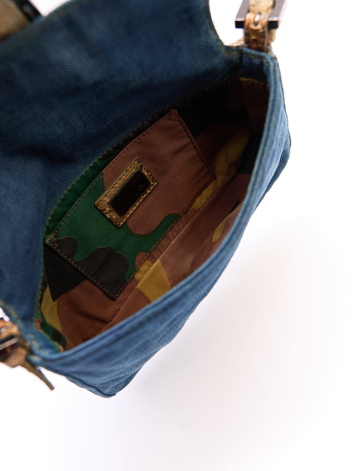 Fendi Denim and Python Mini Baguette