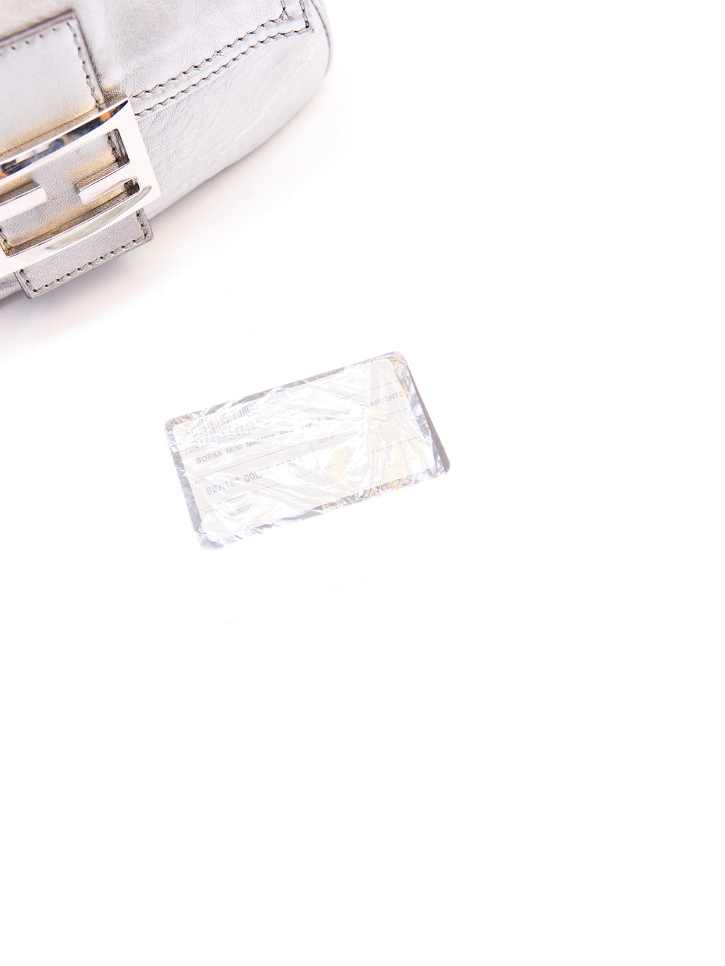 Fendi Silver Leather Mini Baguette